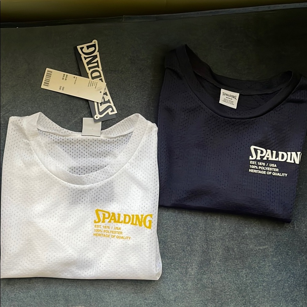 2 pack Spalding jersey style cropped tees.